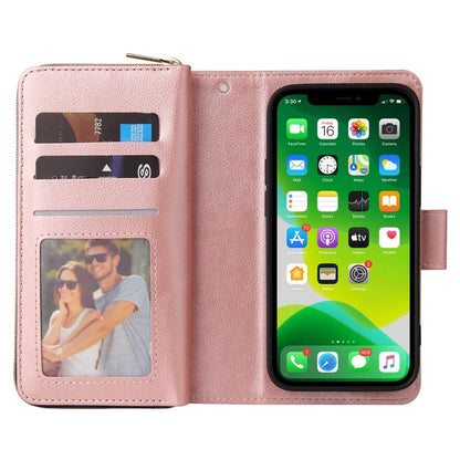 For iPhone 13 Case Wallet Zippered Stand Leather Phone Cover