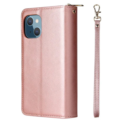 For iPhone 13 Case Wallet Zippered Stand Leather Phone Cover