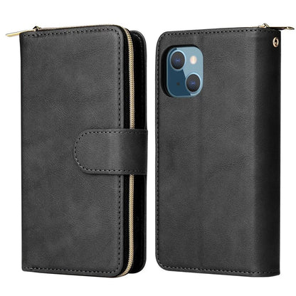 For iPhone 13 Case Wallet Zippered Stand Leather Phone Cover