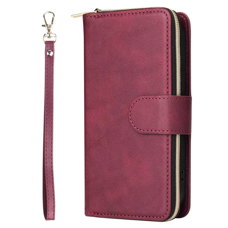 For iPhone 13 Case Wallet Zippered Stand Leather Phone Cover