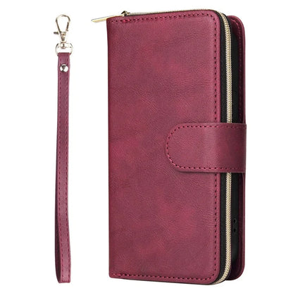 For iPhone 13 Case Wallet Zippered Stand Leather Phone Cover