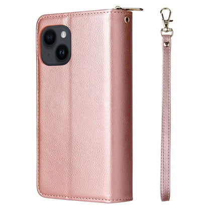 For iPhone 14 Leather Case Card Slots Zipper Wallet Mobile Phone Cover