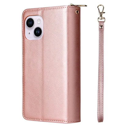 For iPhone 14 Plus Case Zipper Pocket TPU+PU Leather Phone Stand Cover
