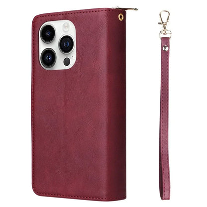 For iPhone 14 Pro Case Zipper Pocket TPU+PU Leather Flip Stand Phone Shell