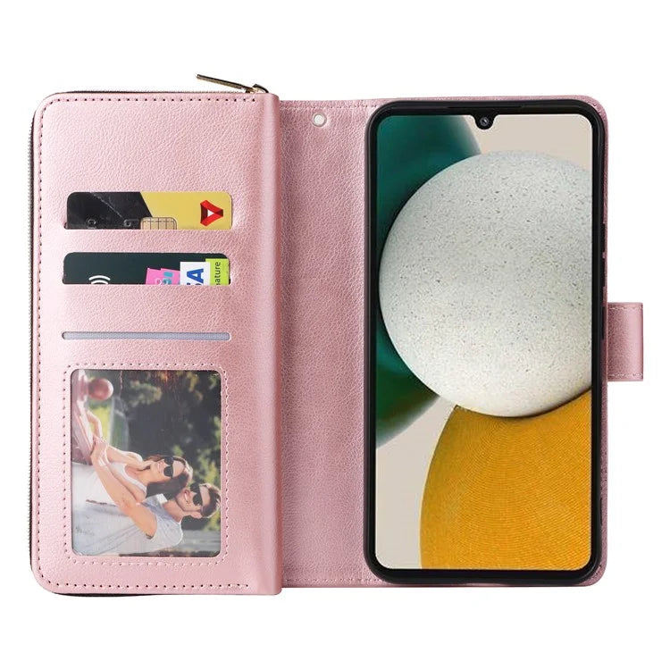 For Samsung Galaxy A34 5G Case with Hand Strap 9 Card Slots PU Leather Phone Cover