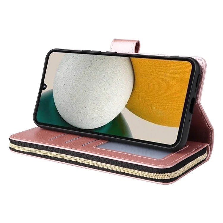 For Samsung Galaxy A34 5G Case with Hand Strap 9 Card Slots PU Leather Phone Cover