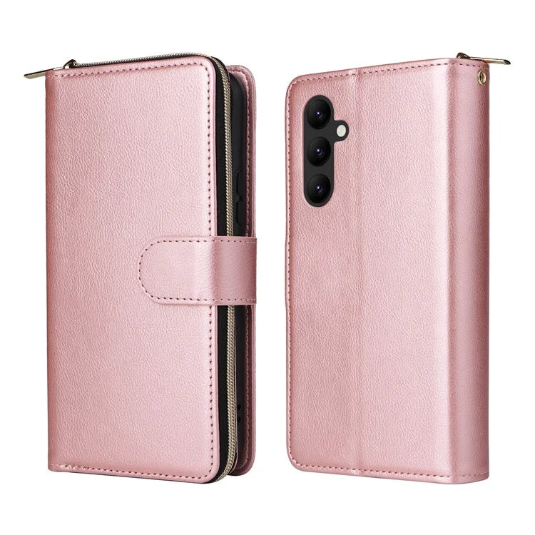 For Samsung Galaxy A34 5G Case with Hand Strap 9 Card Slots PU Leather Phone Cover