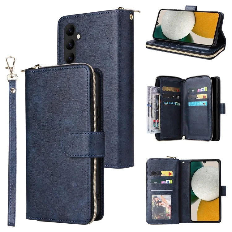 For Samsung Galaxy A34 5G Case with Hand Strap 9 Card Slots PU Leather Phone Cover