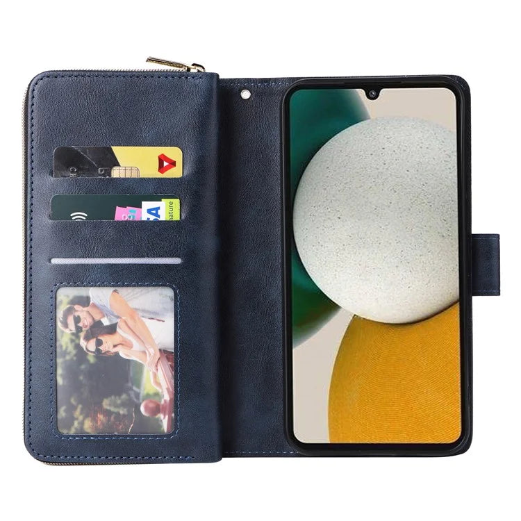 For Samsung Galaxy A34 5G Case with Hand Strap 9 Card Slots PU Leather Phone Cover