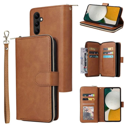 For Samsung Galaxy A34 5G Case with Hand Strap 9 Card Slots PU Leather Phone Cover