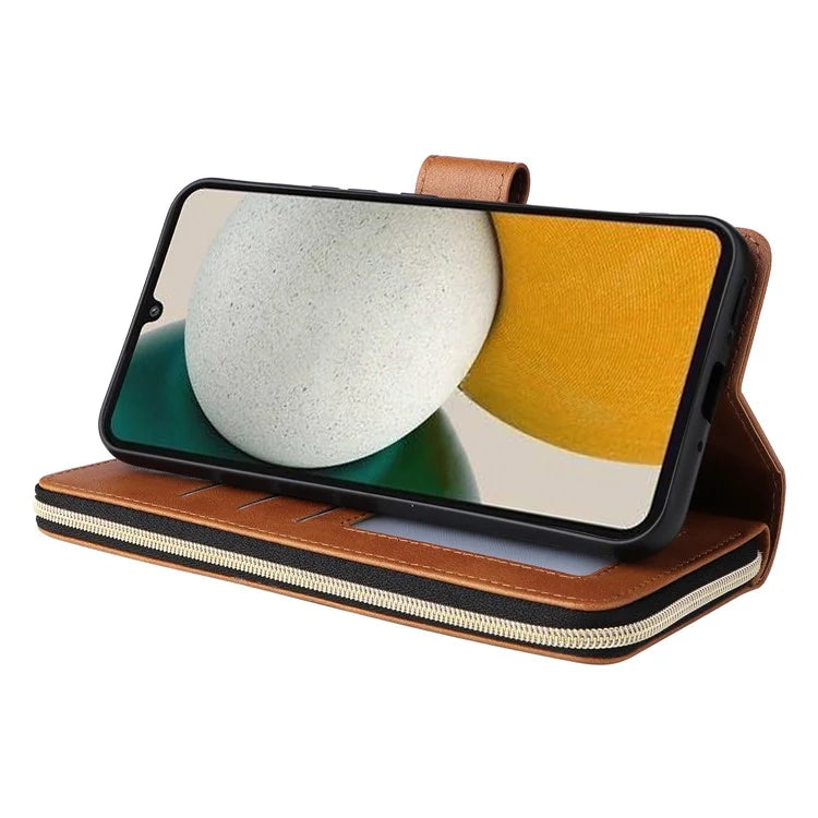 For Samsung Galaxy A34 5G Case with Hand Strap 9 Card Slots PU Leather Phone Cover