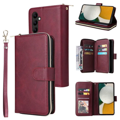 For Samsung Galaxy A34 5G Case with Hand Strap 9 Card Slots PU Leather Phone Cover