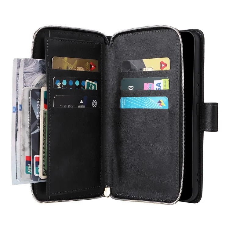 For Samsung Galaxy A24 4G (162.1 x 77.6 x 8.3mm) Leather Case Wallet Zippered Stand Phone Cover