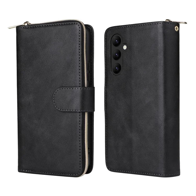 For Samsung Galaxy A24 4G (162.1 x 77.6 x 8.3mm) Leather Case Wallet Zippered Stand Phone Cover