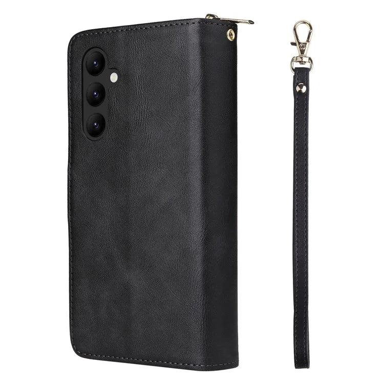 For Samsung Galaxy A24 4G (162.1 x 77.6 x 8.3mm) Leather Case Wallet Zippered Stand Phone Cover