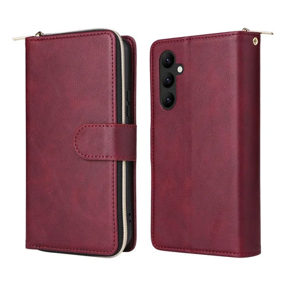 For Samsung Galaxy A24 4G (162.1 x 77.6 x 8.3mm) Leather Case Wallet Zippered Stand Phone Cover