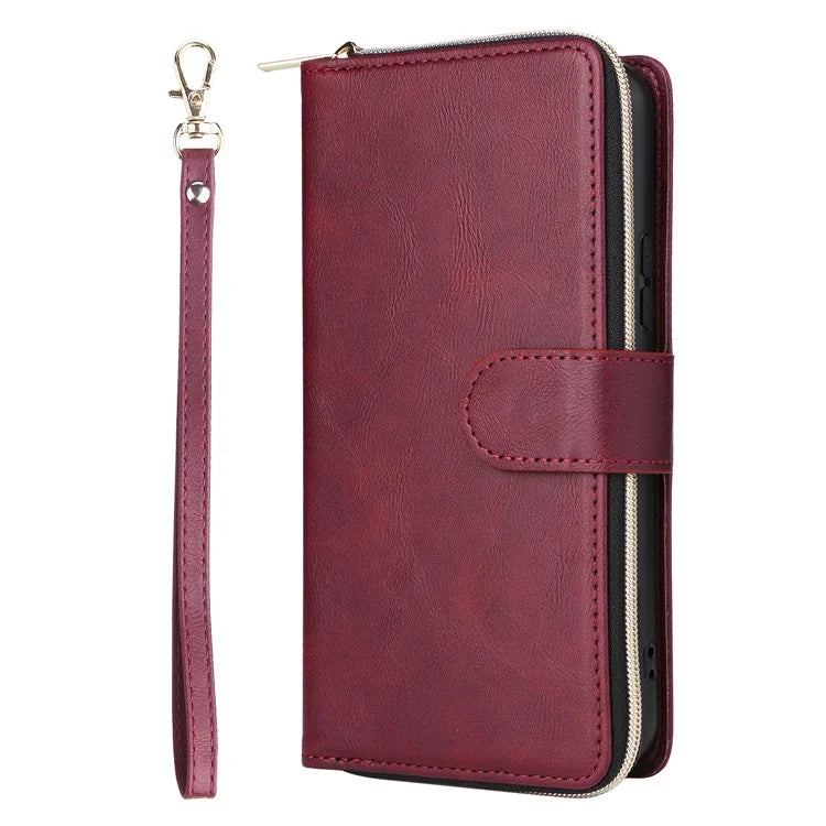 For Samsung Galaxy A24 4G (162.1 x 77.6 x 8.3mm) Leather Case Wallet Zippered Stand Phone Cover