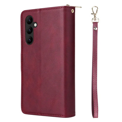 For Samsung Galaxy A24 4G (162.1 x 77.6 x 8.3mm) Leather Case Wallet Zippered Stand Phone Cover