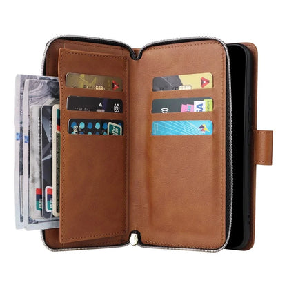 For Samsung Galaxy A24 4G (162.1 x 77.6 x 8.3mm) Leather Case Wallet Zippered Stand Phone Cover