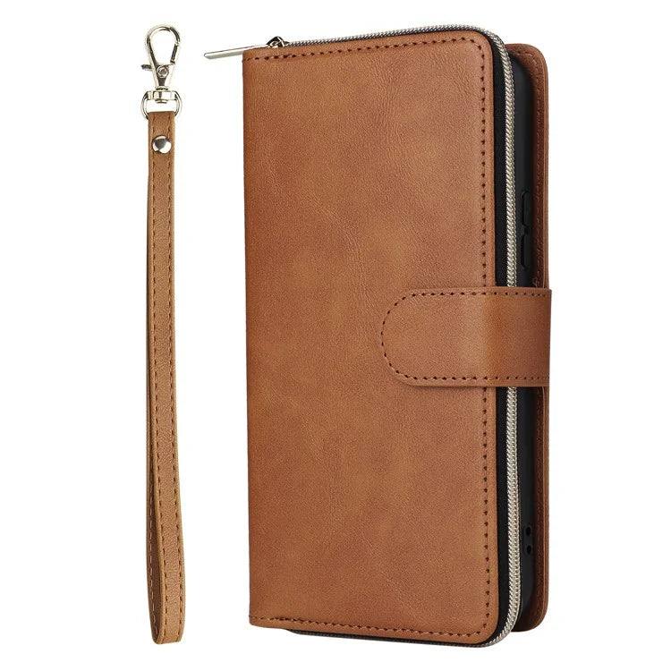 For Samsung Galaxy A24 4G (162.1 x 77.6 x 8.3mm) Leather Case Wallet Zippered Stand Phone Cover