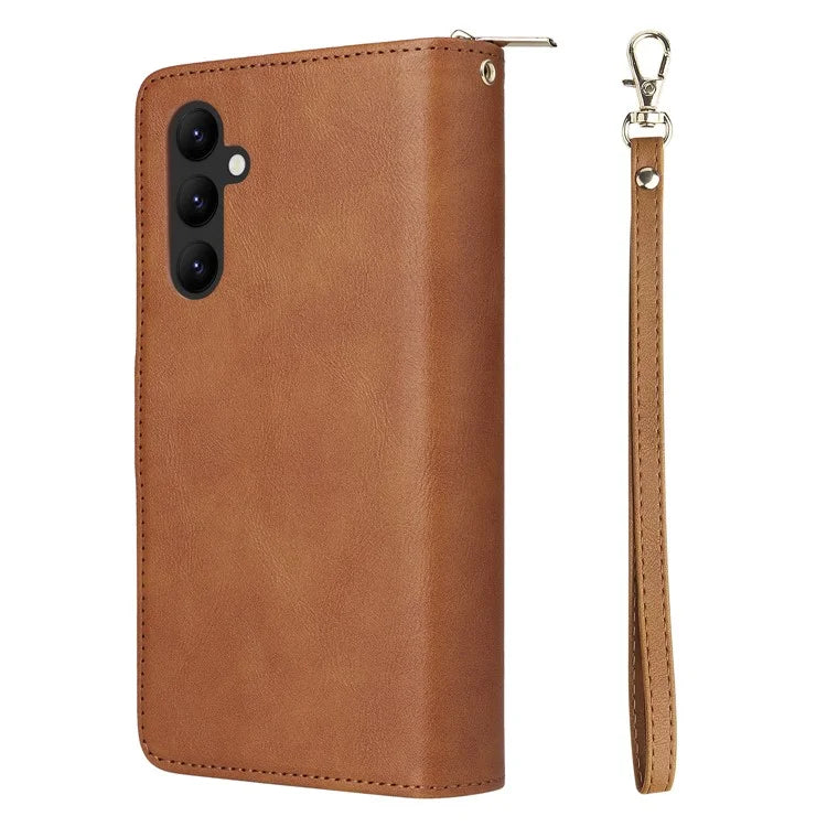 For Samsung Galaxy A24 4G (162.1 x 77.6 x 8.3mm) Leather Case Wallet Zippered Stand Phone Cover