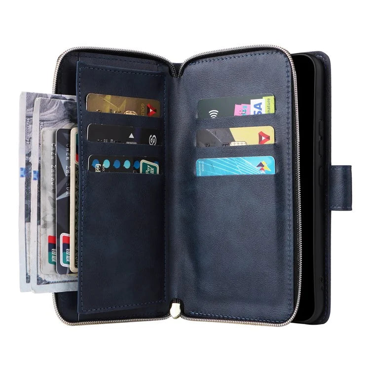 For Samsung Galaxy A24 4G (162.1 x 77.6 x 8.3mm) Leather Case Wallet Zippered Stand Phone Cover