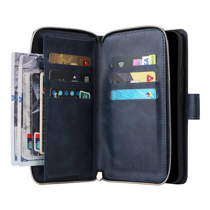 For Samsung Galaxy A24 4G (162.1 x 77.6 x 8.3mm) Leather Case Wallet Zippered Stand Phone Cover