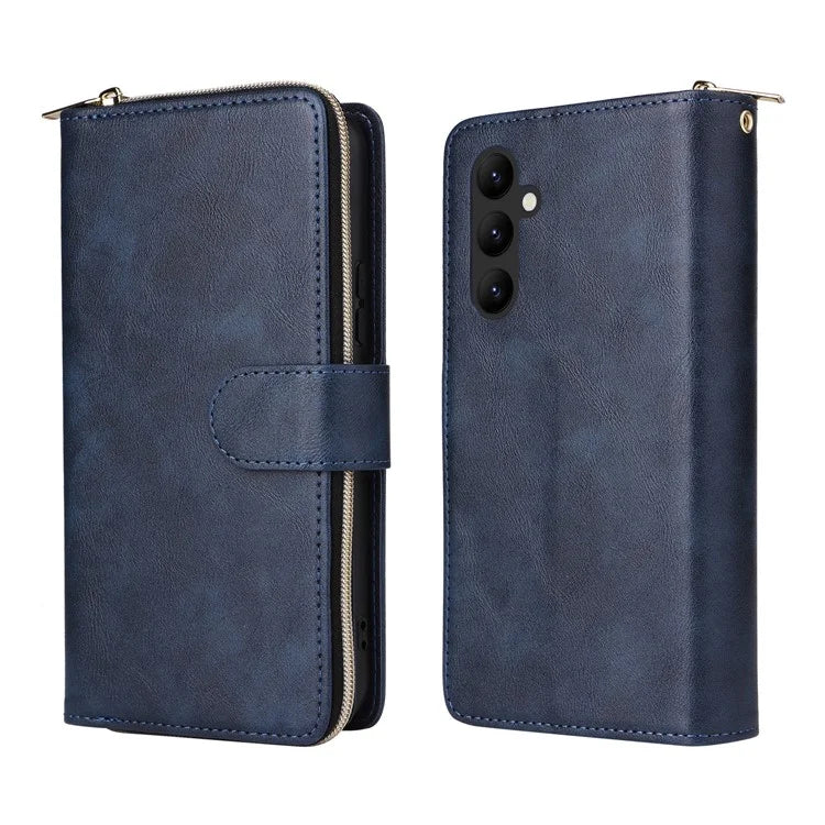 For Samsung Galaxy A24 4G (162.1 x 77.6 x 8.3mm) Leather Case Wallet Zippered Stand Phone Cover
