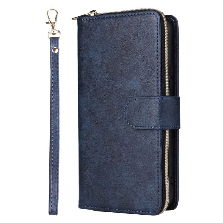 For Samsung Galaxy A24 4G (162.1 x 77.6 x 8.3mm) Leather Case Wallet Zippered Stand Phone Cover