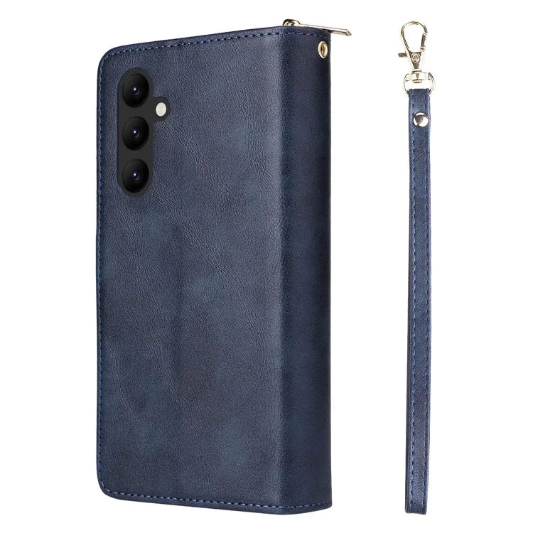 For Samsung Galaxy A24 4G (162.1 x 77.6 x 8.3mm) Leather Case Wallet Zippered Stand Phone Cover