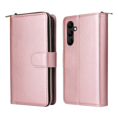 For Samsung Galaxy A24 4G (162.1 x 77.6 x 8.3mm) Leather Case Wallet Zippered Stand Phone Cover