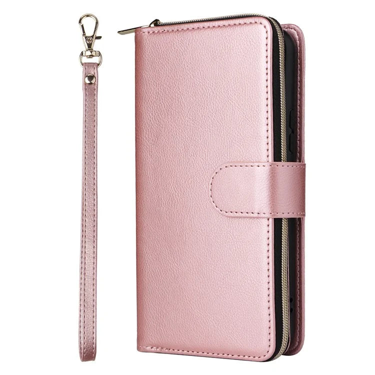 For Samsung Galaxy A24 4G (162.1 x 77.6 x 8.3mm) Leather Case Wallet Zippered Stand Phone Cover