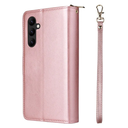 For Samsung Galaxy A24 4G (162.1 x 77.6 x 8.3mm) Leather Case Wallet Zippered Stand Phone Cover