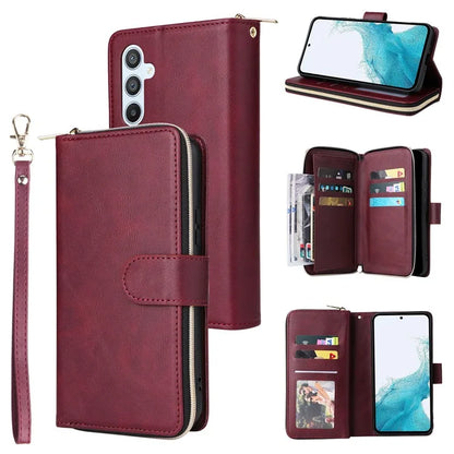 For Samsung Galaxy A54 5G Magnetic Phone Case Zipper Pocket PU Leather Wallet Cover