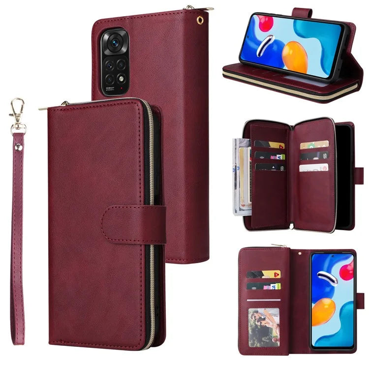 For Xiaomi Redmi Note 11 Pro 4G (Mediatek) / 11 Pro 5G (Qualcomm) / 12 Pro 4G Case Zipper Leather Cover