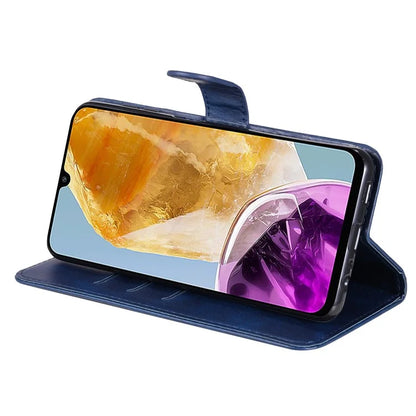 For Samsung Galaxy M15 5G / F15 5G Case Calf Texture Zipper Pocket Phone Stand Cover