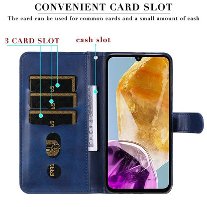 For Samsung Galaxy M15 5G / F15 5G Case Calf Texture Zipper Pocket Phone Stand Cover