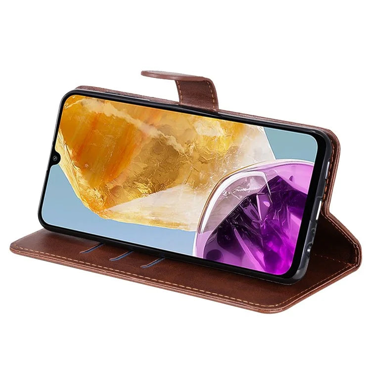 For Samsung Galaxy M15 5G / F15 5G Case Calf Texture Zipper Pocket Phone Stand Cover