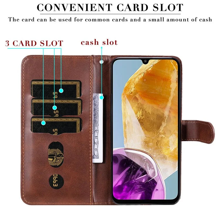For Samsung Galaxy M15 5G / F15 5G Case Calf Texture Zipper Pocket Phone Stand Cover