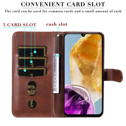 For Samsung Galaxy M15 5G / F15 5G Case Calf Texture Zipper Pocket Phone Stand Cover