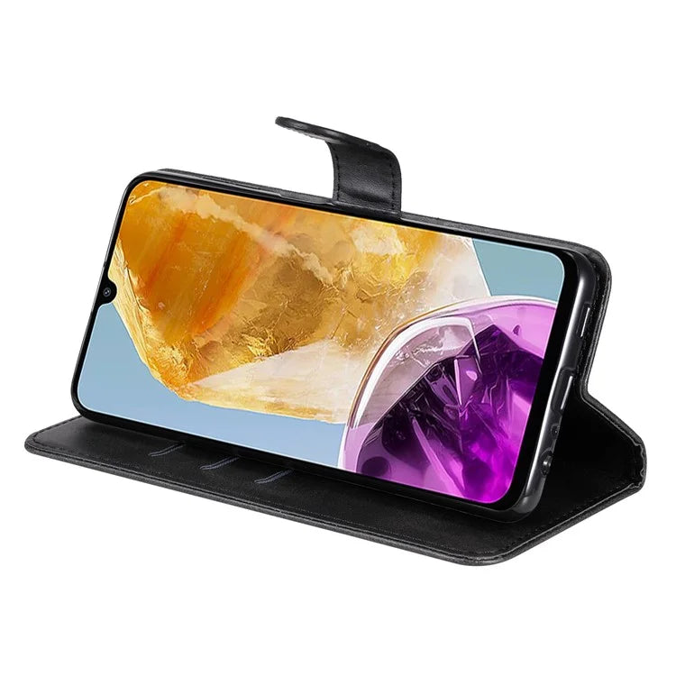 For Samsung Galaxy M15 5G / F15 5G Case Calf Texture Zipper Pocket Phone Stand Cover