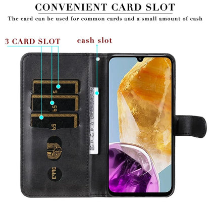 For Samsung Galaxy M15 5G / F15 5G Case Calf Texture Zipper Pocket Phone Stand Cover