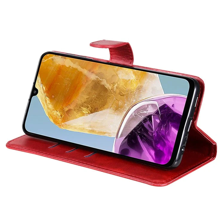 For Samsung Galaxy M15 5G / F15 5G Case Calf Texture Zipper Pocket Phone Stand Cover