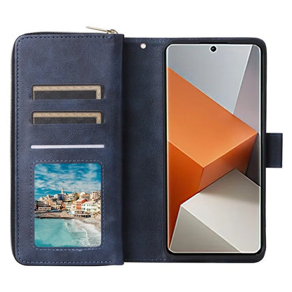 For Xiaomi Redmi Note 13 Pro+ 5G Leather Case Zipper Pocket Phone Cover with 9 Card Slots
