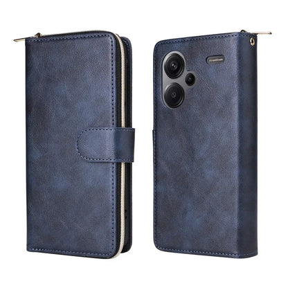 For Xiaomi Redmi Note 13 Pro+ 5G Leather Case Zipper Pocket Phone Cover with 9 Card Slots