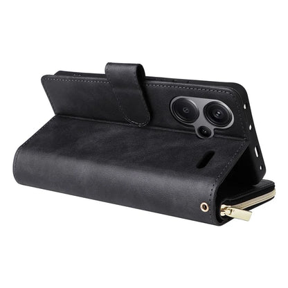 For Xiaomi Redmi Note 13 Pro+ 5G Leather Case Zipper Pocket Phone Cover with 9 Card Slots