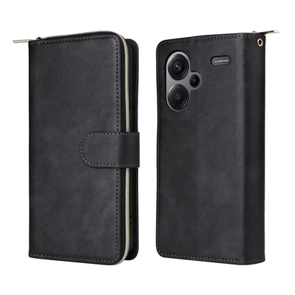 For Xiaomi Redmi Note 13 Pro+ 5G Leather Case Zipper Pocket Phone Cover with 9 Card Slots