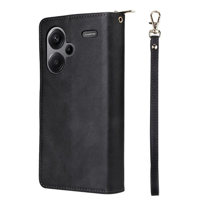 For Xiaomi Redmi Note 13 Pro+ 5G Leather Case Zipper Pocket Phone Cover with 9 Card Slots