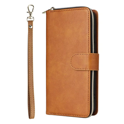 For Xiaomi Redmi Note 13 Pro+ 5G Leather Case Zipper Pocket Phone Cover with 9 Card Slots