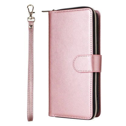 For Xiaomi Redmi Note 13 Pro+ 5G Leather Case Zipper Pocket Phone Cover with 9 Card Slots